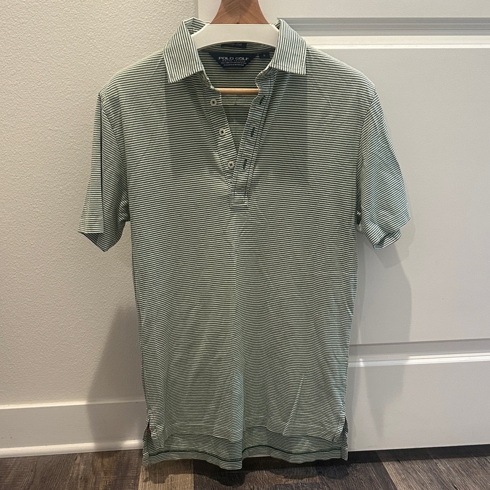 Polo Golf Slim-Fit Green & White Striped Polo